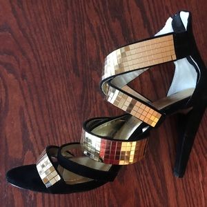 Gorgeous Black and Gold statement heels
